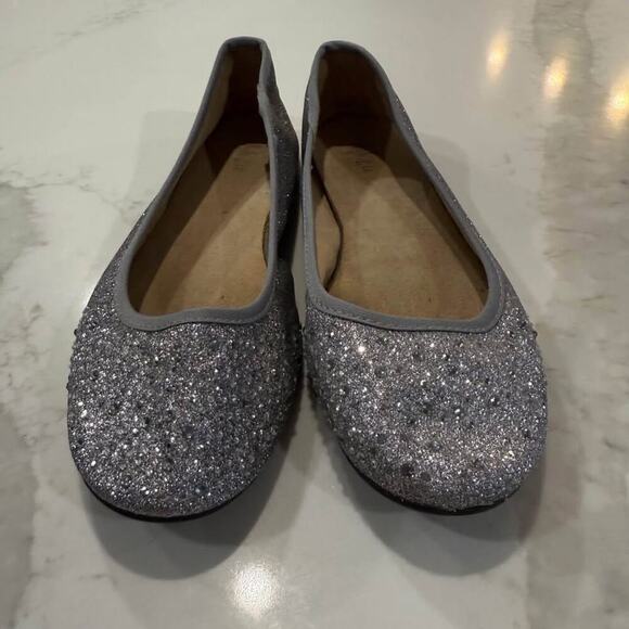Style & Co Round Toe Silver Glittery Ballet Flat Shoes Women’s Size 8 Rhinestone - Picture 5 of 8